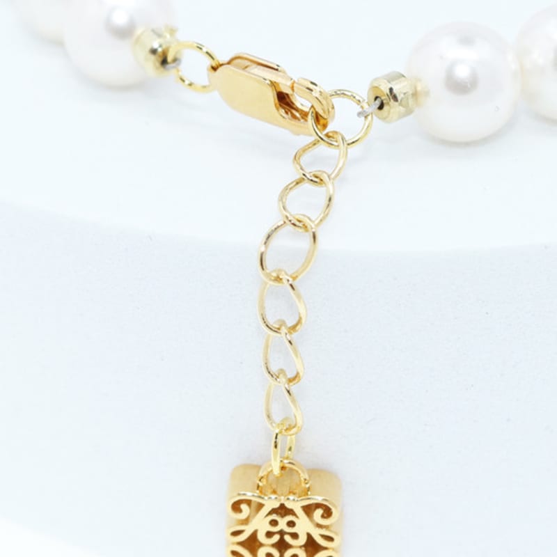 jewelCOUNTY Classic Anagram Pearl Bralcet[White/92.5Silver]