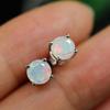 Simple 925 Sterling Silver Opal Stud Small Earrings Round 5mm Natural Gemstones Fine Jewelry for Women Dailly Wear Nice Birthday Gift