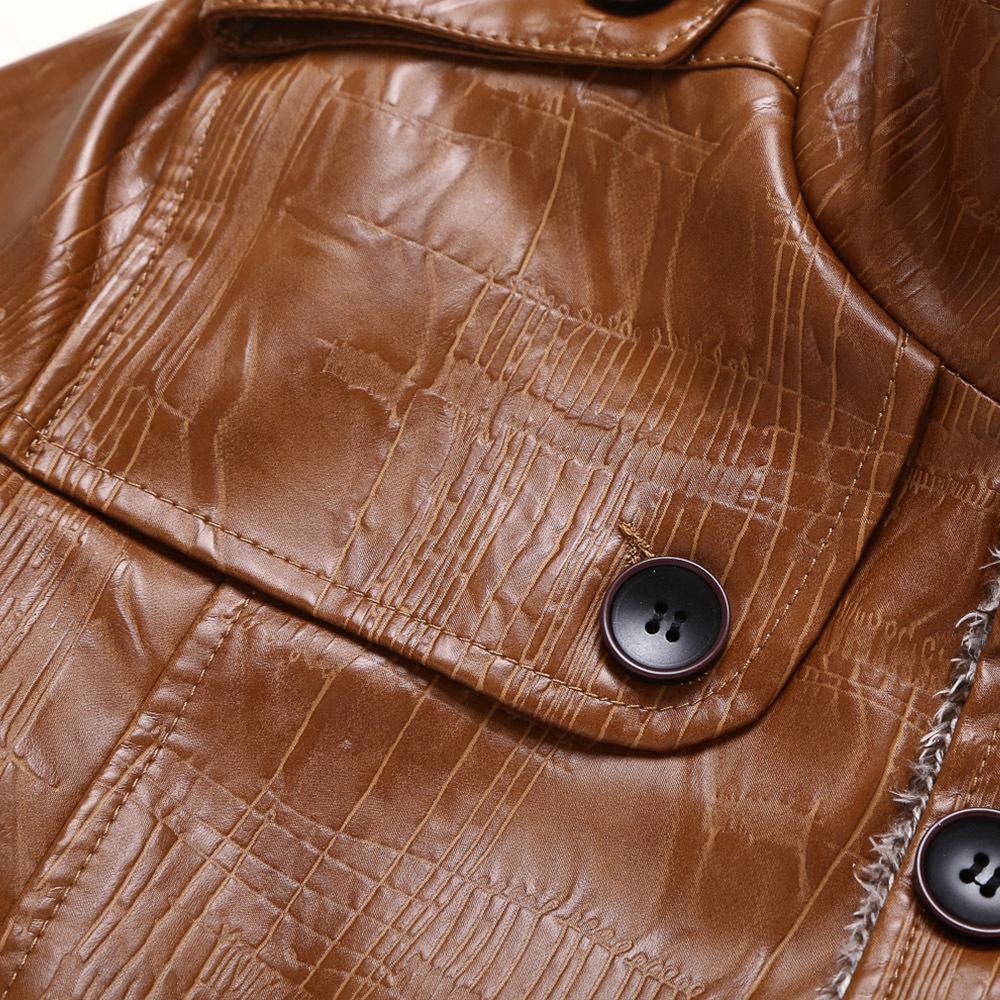 Мужская зимняя меховая куртка средней длины из натуральной кожи с воротником-стойкой из искусственной кожи для мужчин, большой размер