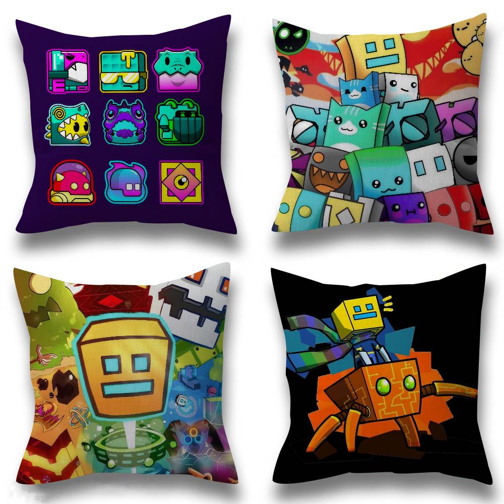 Game Geometry cartoon Dash Pillow Gift Home Office Decoration Bedroom Sofa Car Cushion Cover case 45x45