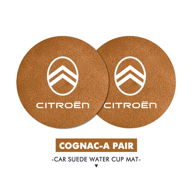 For Citroen 2PCS Car Logo Anti-Slip Water Cup Pad Drink Holder Mat Interior Accessories C4 C3 C5 C1 C2 C6 VTS C4L DS3 DS4 DS5