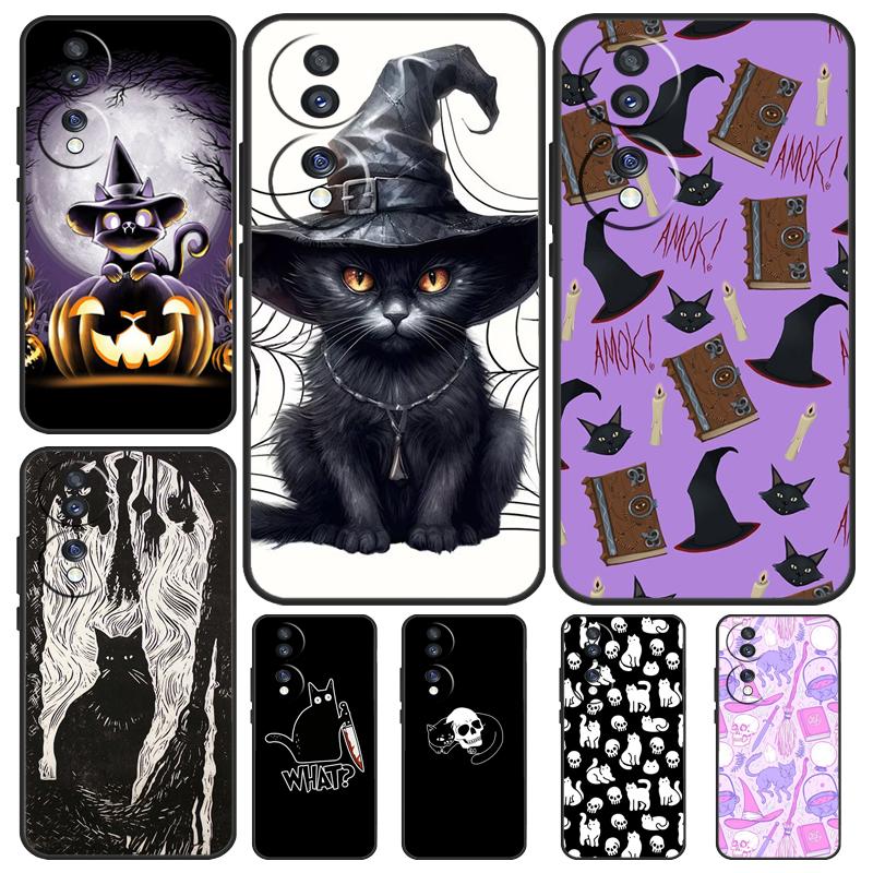 Witch Black Cat Case For Honor X9b X9a X8a X7a X6a X6 X7 X8 X9 8X 9X Honor Magic 5 Pro 50 70 90 Lite Cover
