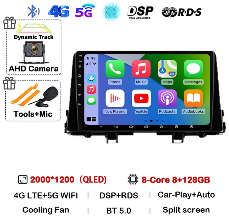 Android 14 Carplay WIFI+4G For KIA PICANTO Morning K 2016 2017 2018 2019 Car Stereo Radio Autoradio Multimedia Player Monitor BT