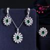 WWJ корейский дизайн кубический циркон солнечный цветок кольцо серьги кулон ожерелье комплект из 3 предметов