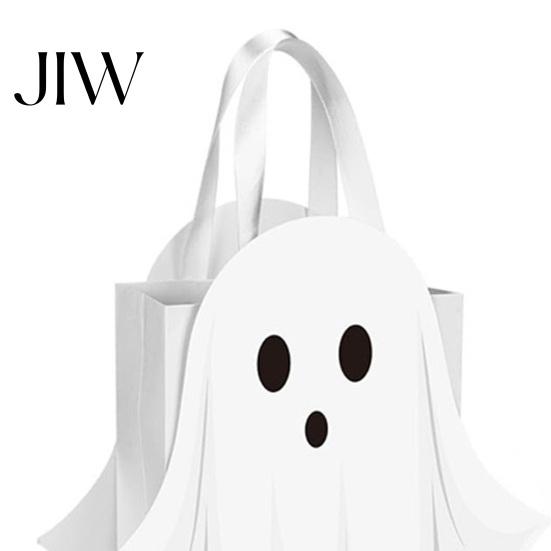 Holiday Snack Bags for School Halloween Ghost Cardboard Gift Bag, Cute Candy Goodie Reusable Small with Handle Birthday, Trick or Treat