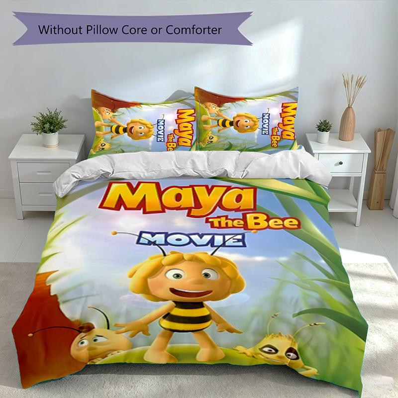 3pcs Maya the bee Duvet Cover Set, Includes 1 Duvet Cover and 2 Pillowcases,Skin-Friendly&Comfortable Fabric,Suitable Bedding Sets