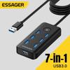 Essager 7-in-1 USB 3.0 Hub Multi USB Splitter Power Adapter 5Gbps High Speed USB Splitter OTG Adapter For PC Laptop Macbook Pro