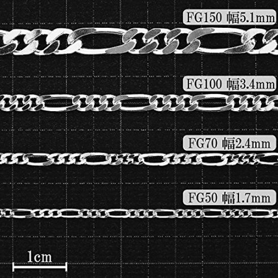 Мужское ожерелье-цепочка Фигаро из оксидированного серебра 925 пробы [Shinjuku Kura] (Слабо отполированный) Цепь, Прибл.. Ширина 2,4 мм, 40-80 см