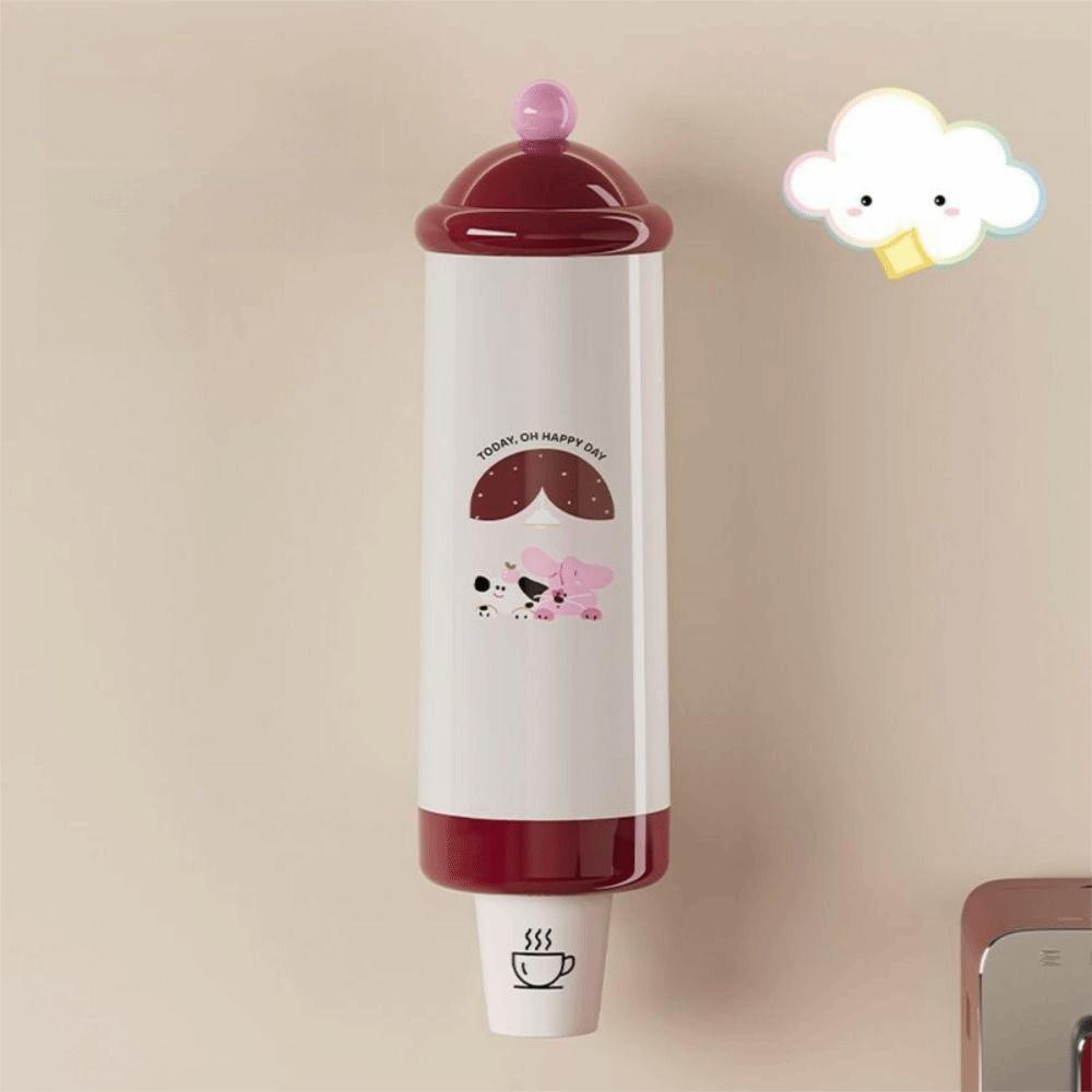 Wall-Mounted Automatic Cup Dispenser Dust-Proof Paper Cup Storage Rack  Bar Counter