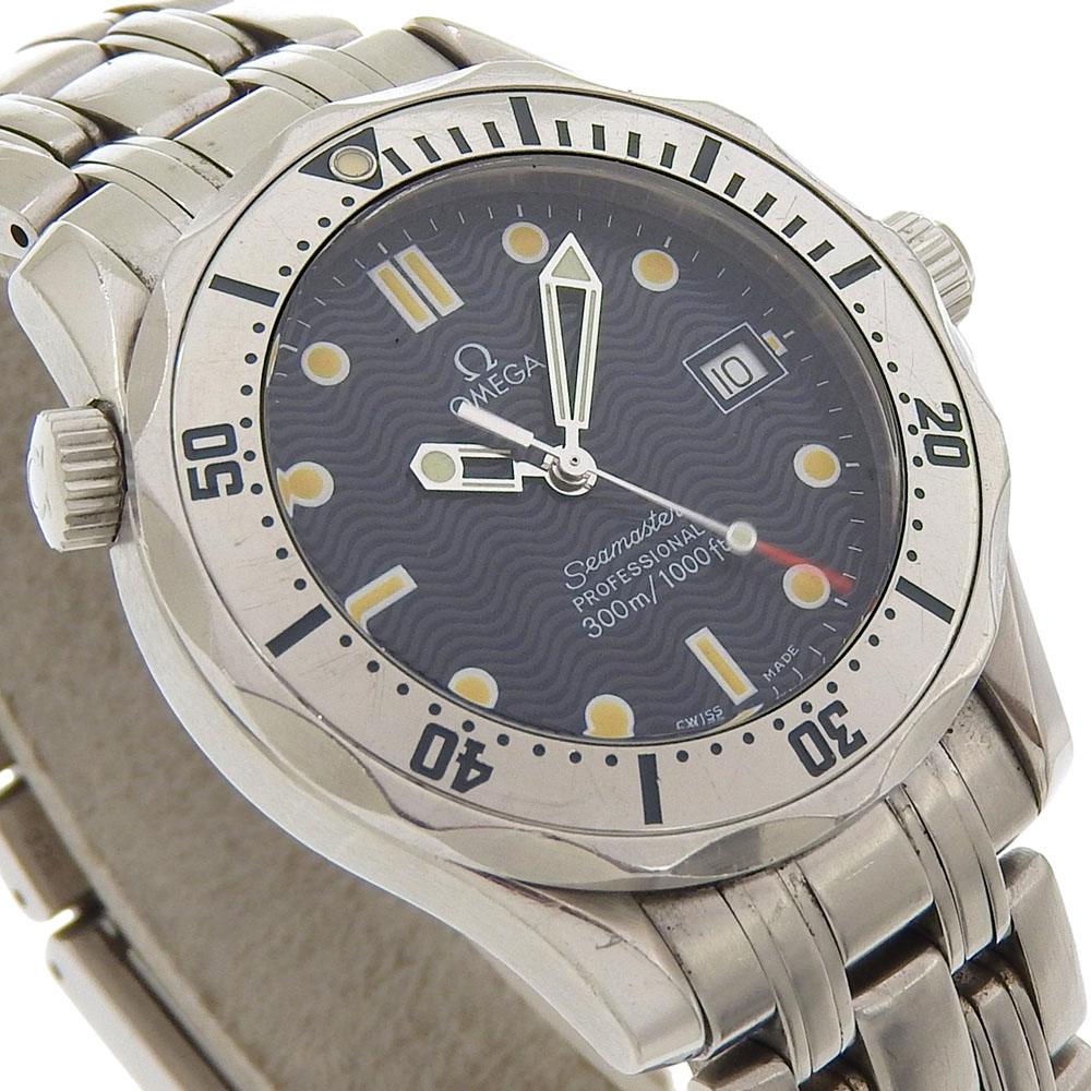 Omega Seamaster300M Часы 2562.80 кал.1538 Синий Циферблат Нержавеющая Сталь Кварцевый Аналоговый дисплей мужские Б/У