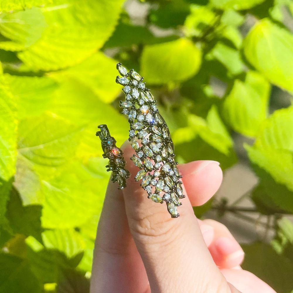 Ювелирные изделия CMM, уникальный дизайн, блестящие оливково-зеленые кольца с кубическим цирконием, роскошные большие регулируемые кольца для женщин