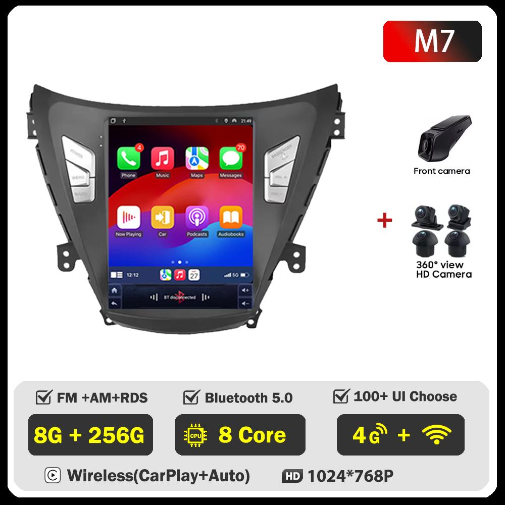 Автомагнитола 9,7 дюйма Для Hyundai Elantra Avante I35 2011-2013 Carplay Вертикальный экран Беспроводной Android Auto GPS Стиль Tesla