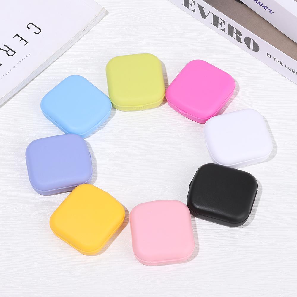 Easy Carry Travel Container Colorful Contact Lens Case Contact Lenses Box Mini Square with Mirror
