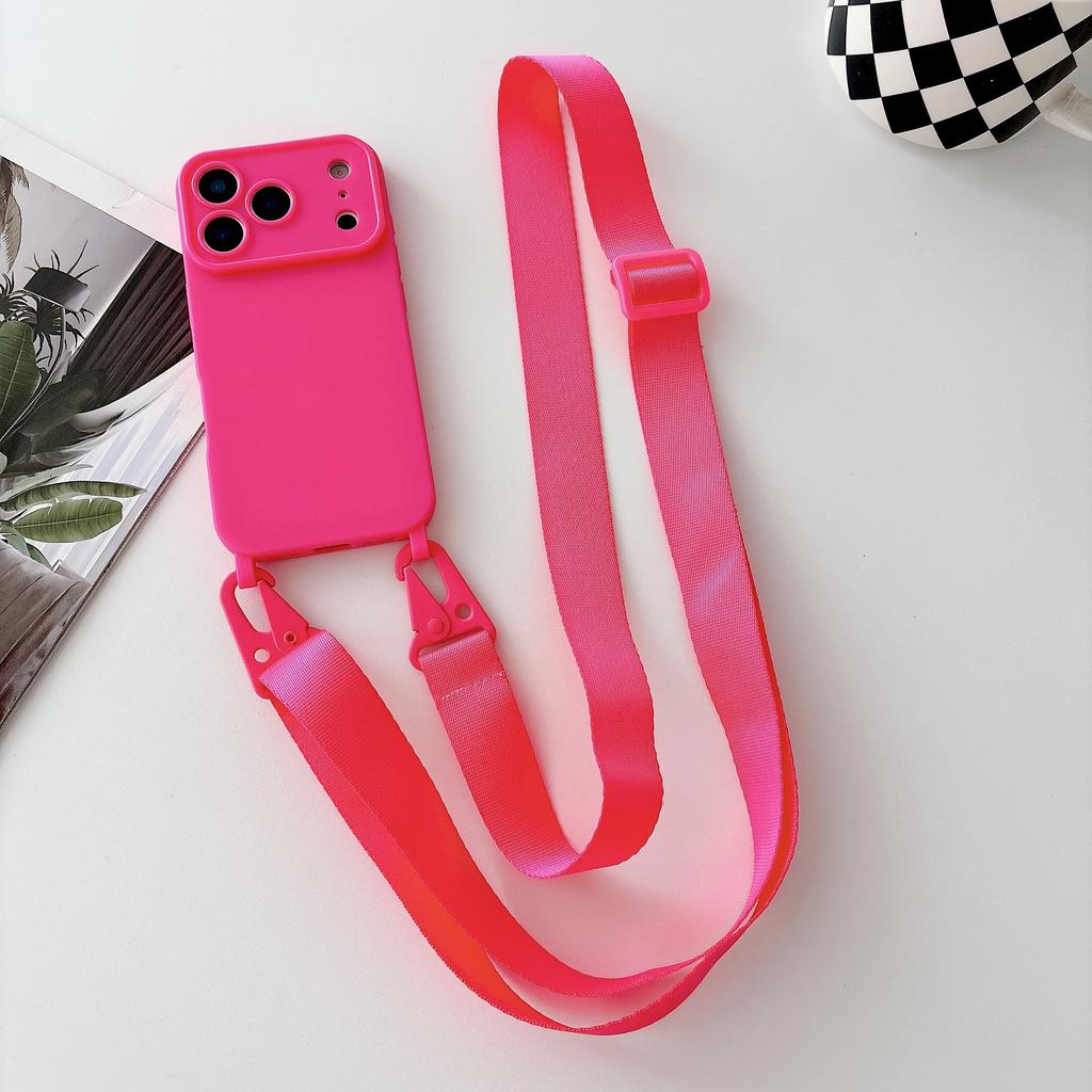 Силиконовый чехол для телефона конфетного цвета для IPhone 17 13 12 16 E 15 14 11 Pro Max Наплечный ремешок-шнурок Ожерелье Мягкая крышка