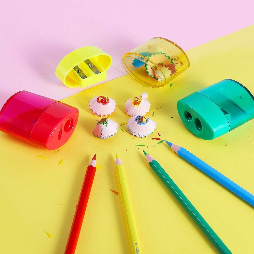 4 Pcs Multi-Color Handheld Sharpener 2-Hole Design Pencil Sharpeners Dual Holes Sharpener  Student
