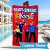 Custom Name Wiggly World Tour Adventure Beach Towel Microfiber Beach Towel, Lightweight and Quick-Dry, for Summer Travel, Swimming Pool Gift