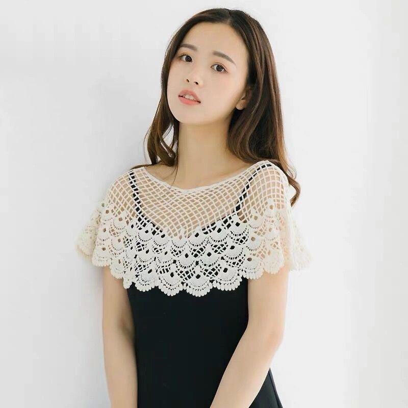Korean Style Lace Shawl Blouse - Sleeveless Summer Vest