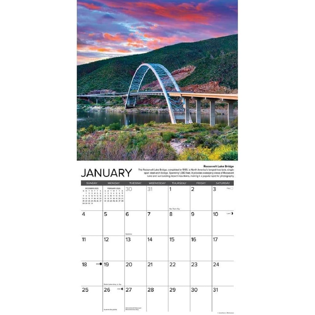 Willow Creek Press, Arizona Travel and Events 2026 Wall Calendar, 12'' X 12'', 18-Month Calendar with Stapled Binding