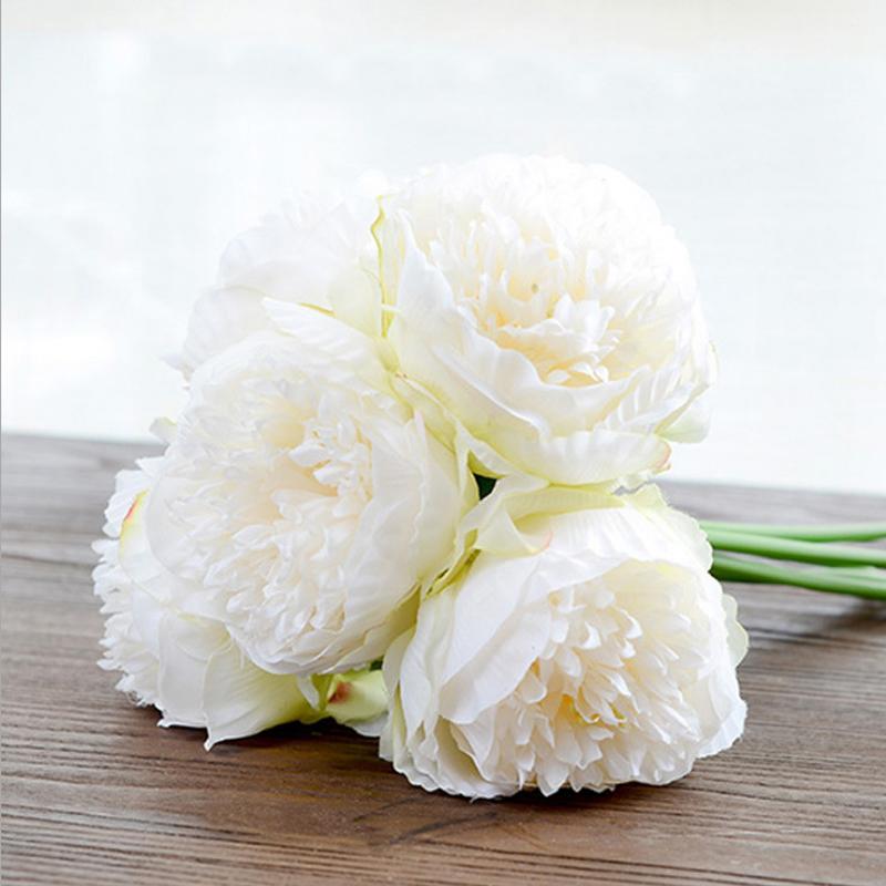 5 Head Big Peony Artifcial Silk Fake Flower Home Display Wedding Decor Bouquet