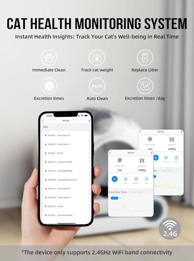 Tonepee 65L Automatic Intelligent Cat Litter Box, Self-cleaning Fully Enclosed Cat Litter Box, Household Pet Cat Litter Tray