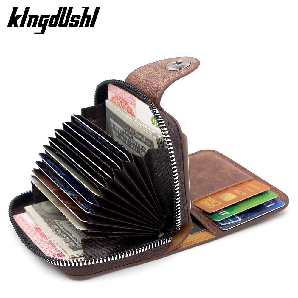 Мужской ретро кожаный картхолдер с магнитной застежкой - Большая вместимость, дизайн аккордеон для карт, ID и монет