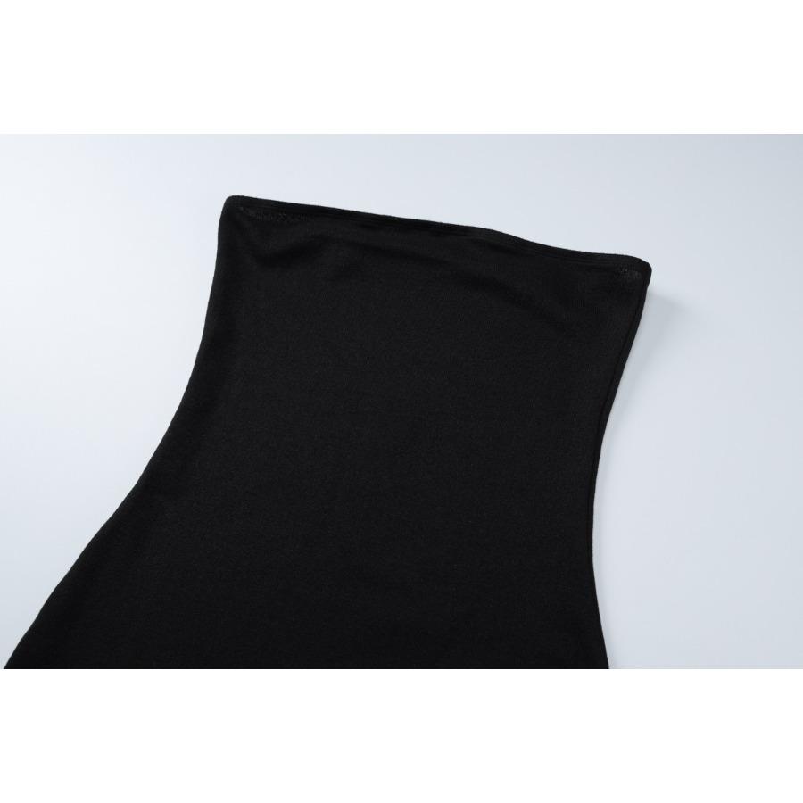 Autumn Women's Fashion Street Style Camisole Long Sleeved Sexy Strapless One-piece Neck Tight Fitting Hip Hugging Dresses