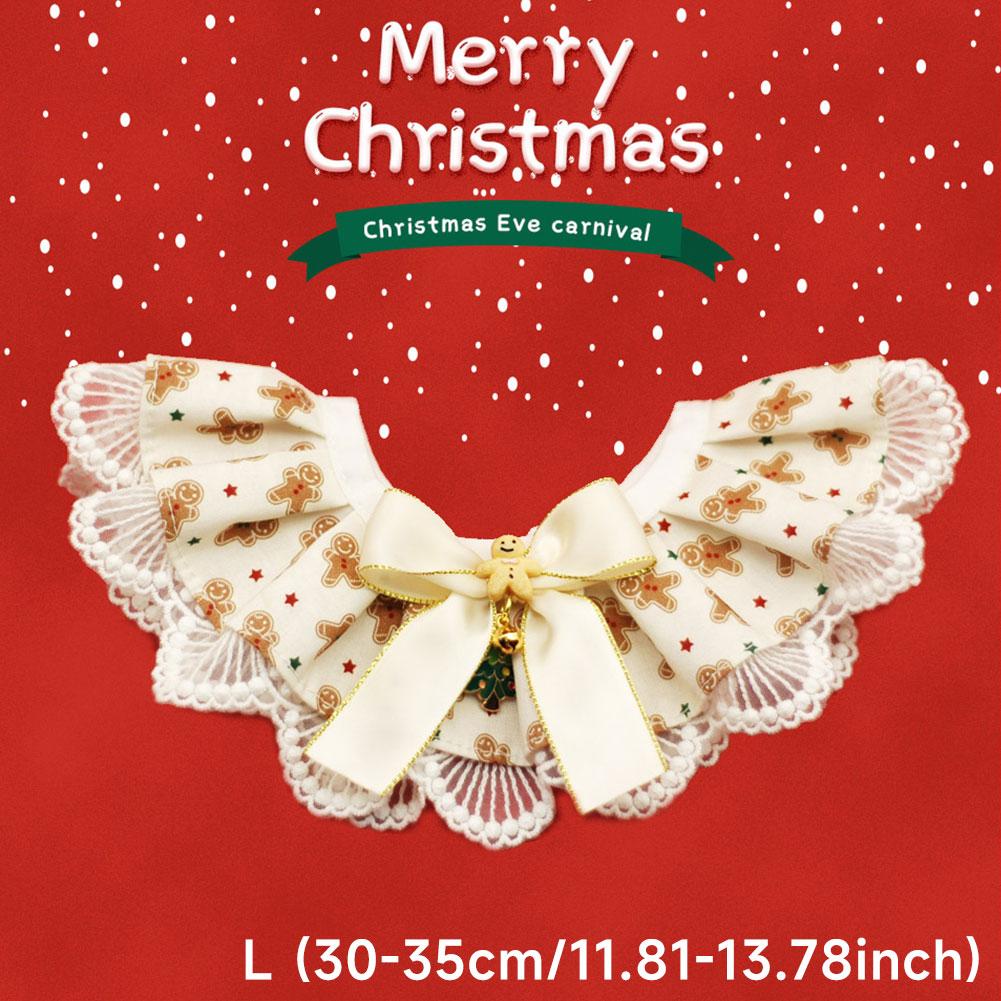Рождественский кошачий собачий слюнявчик с кружевом, полотенце для слюны, регулируемые аксессуары для костюма питомца