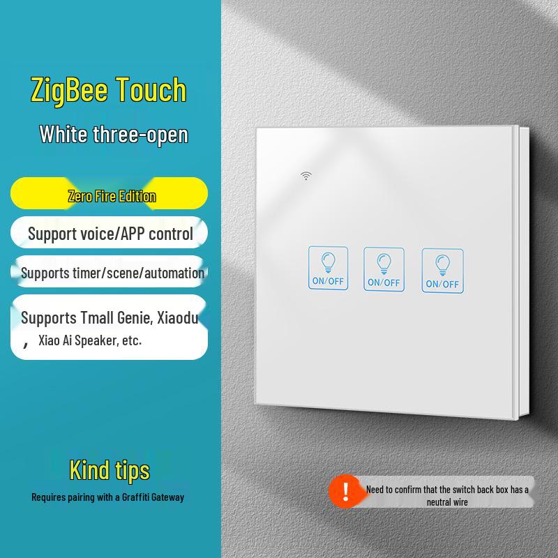 Zhengshang C3 Граффити ZigBee Умный выключатель: Беспроводная голосовая панель, с поддержкой Tuya, стандарт ЕС, совместима с Alexa и Google.