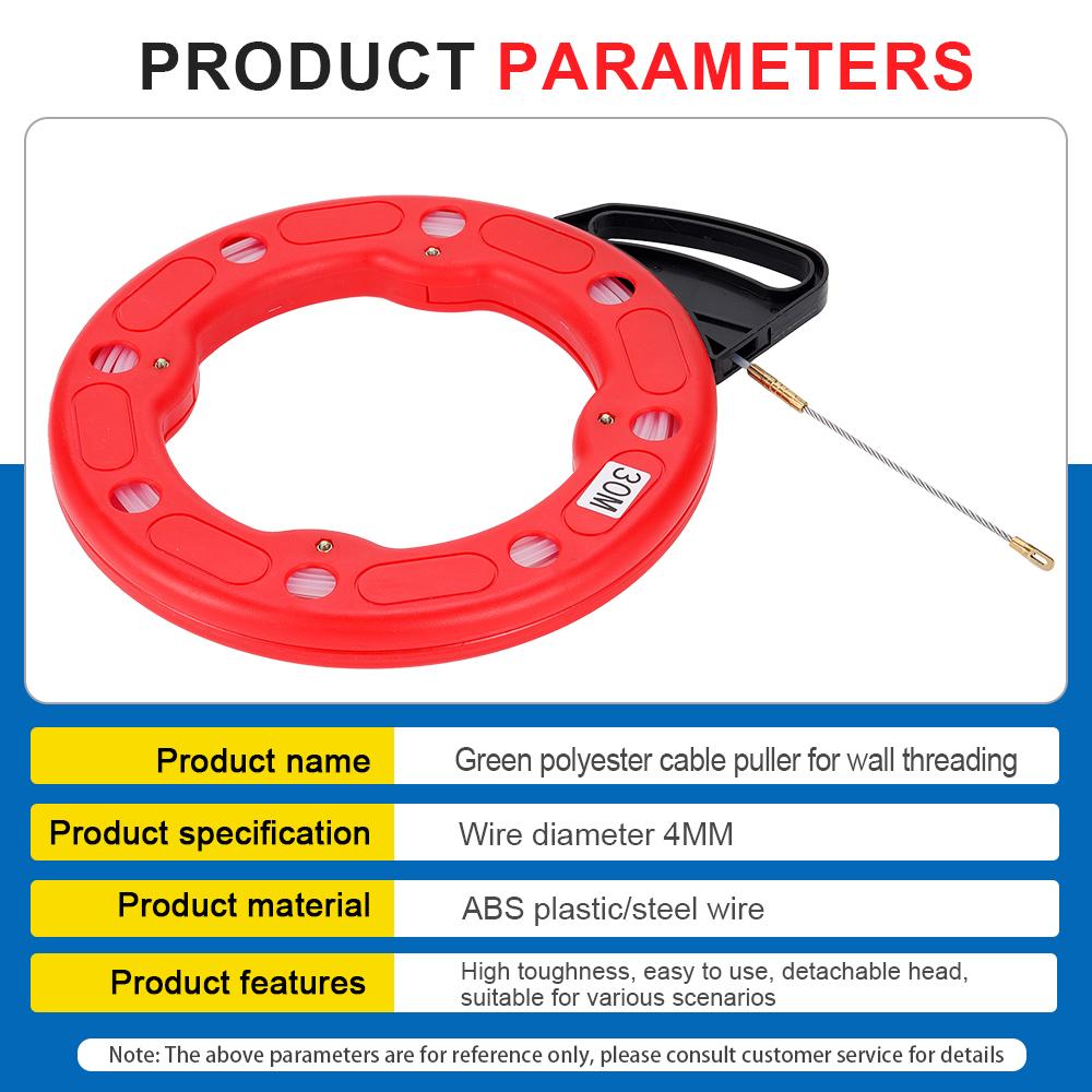 4MM Fiberglass Fish Tape Reel Puller Glass fiber nylon Conduit Ducting Rodder Pulling Wire Cable Fishing Tool Cable 15/20/25/30M