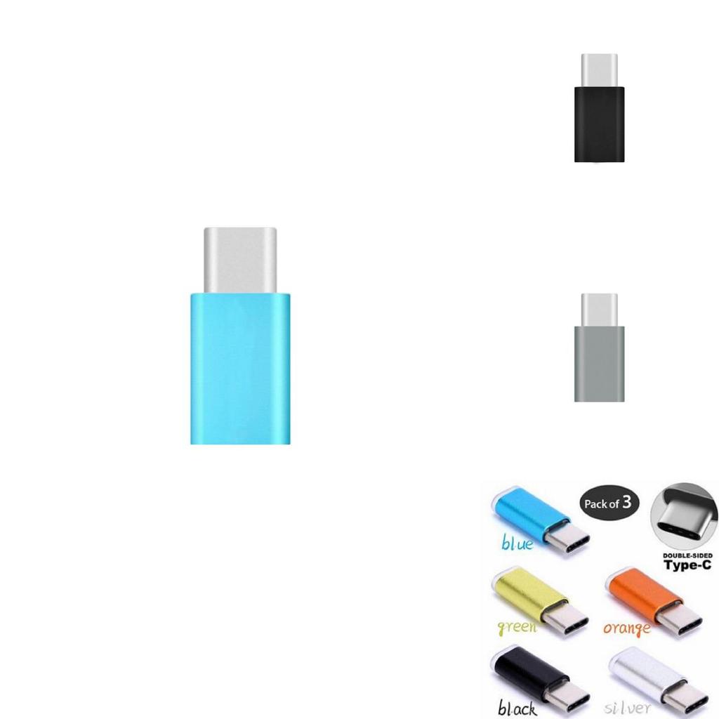 Sleek 3x Metal Micro Usb To Usb-c Type-c Sync Charger Adapter With Reversible Connector