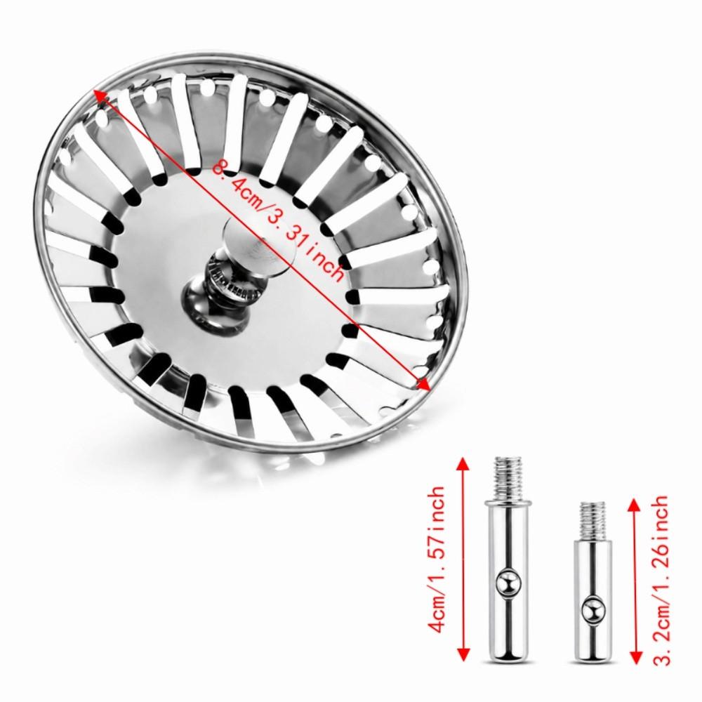 Stainless Steel Sink Strainer Basket Thickening Design Rubber Stopper Sink Strainer Silver Drain Strainer Restaurant