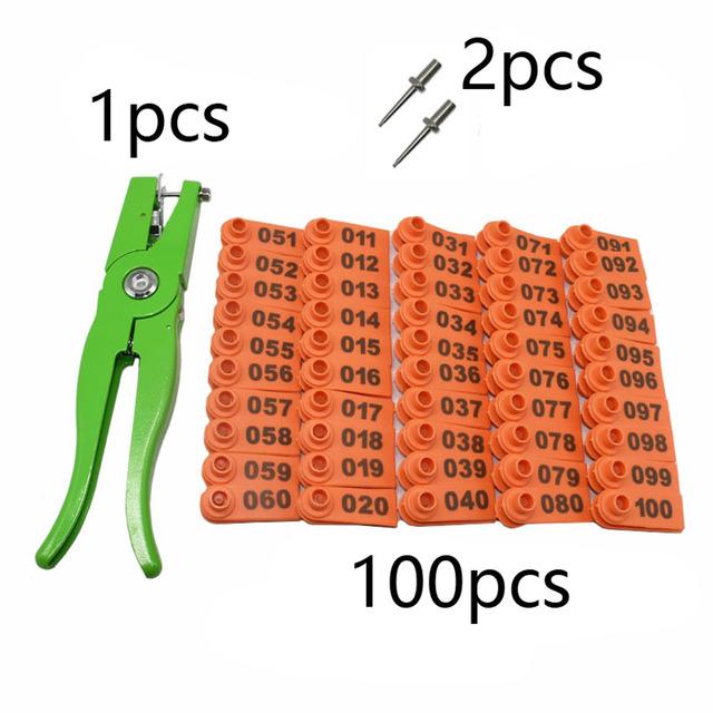 Farm Animal Livestock Supplies No.001-100 Sheep Ear Tag Laser Type Copper Head Earrings Animal Supplies Suit 5 Colors
