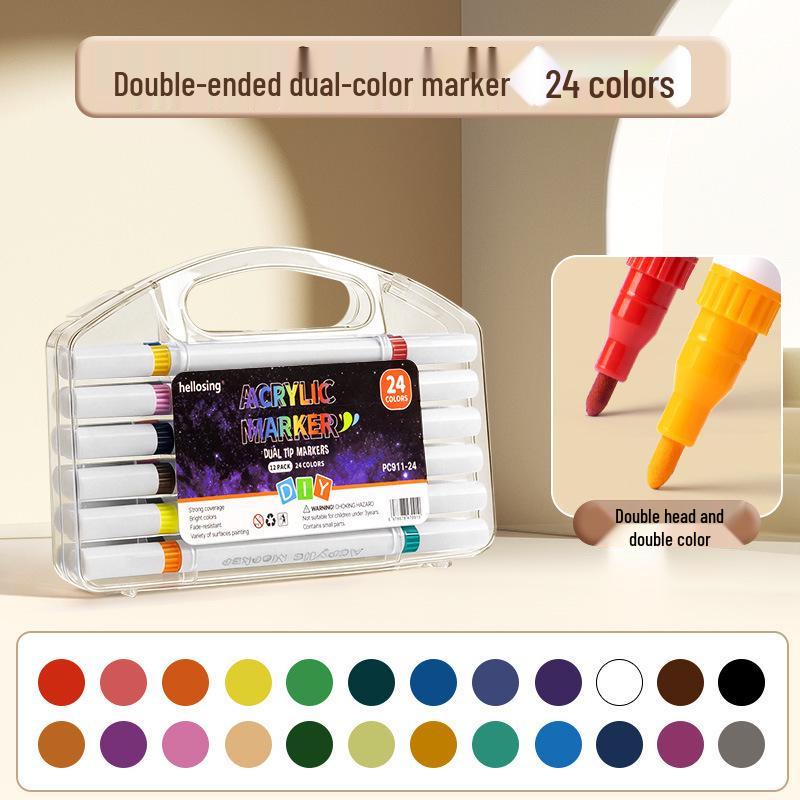 Acrylic Non-Bleeding Double-Ended Marker Pens for Kids, Washable and Layerable Watercolor and Colored Pens for Students.