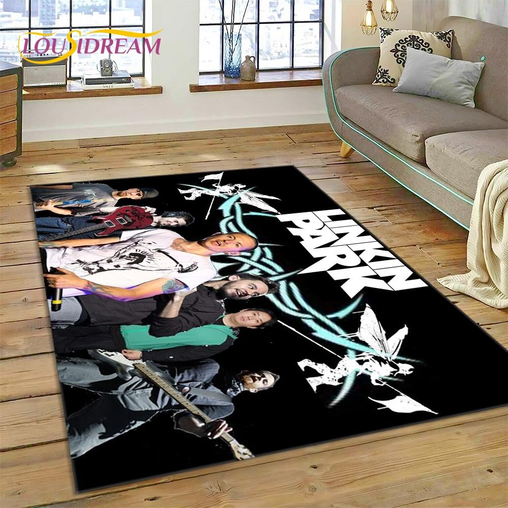3D Retro Rock Band 3D L-Linkin-Park Rug Carpet for Living Room Bedroom Home Decor,Floor Mat Non-slip Decoration for Sofa Doormat
