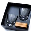 Стеклянный набор Fuji из 2 стаканов для виски Fuji, включает деревянные подставки [Гора Тадзима]. Набор] / Гора. /