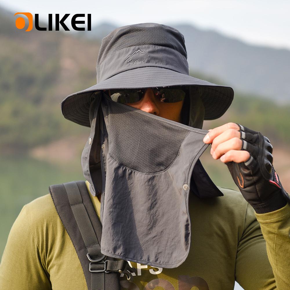 OLIKEI Face Shield Sun Hat for Men Women Summer Outdoor Fisherman Hat Anti-UV Fishing Hat Breathable Quick-drying Hiking Sunshade Hat