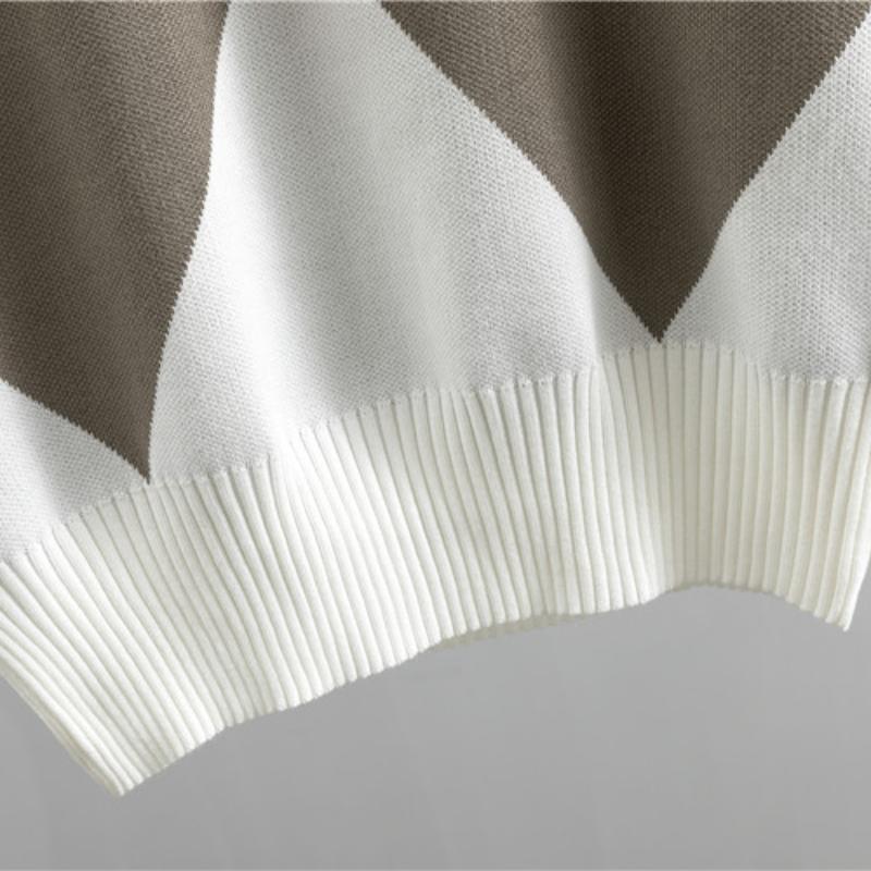 Модный женский комплект из двух предметов: повседневный вязаный клетчатый свитер на весну и осень