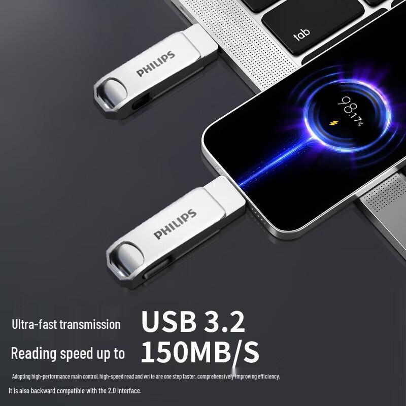 Philips 61UT-D Dual Interface USB-C & USB 3.2 Flash Drive 2-Pack