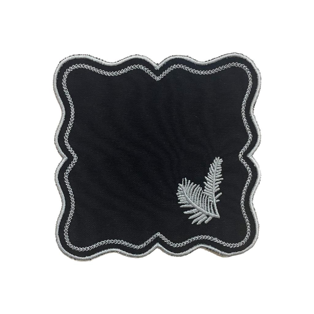 Set Of 6 Spike Patterned Embroidery Linen Coffee Serving Napkins