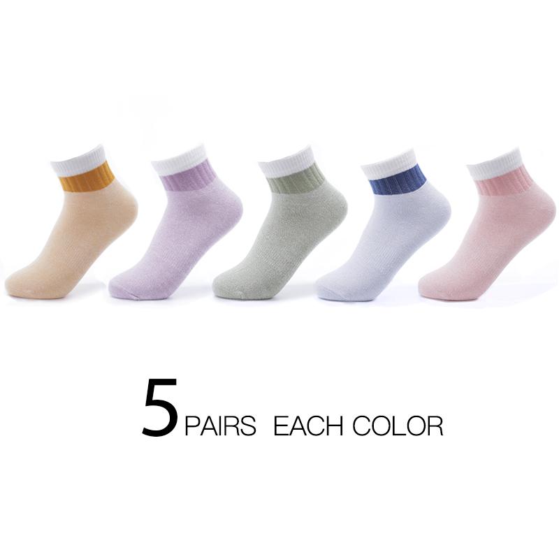 HSS 5Pairs Cotton Women Striped Socks Pink Green Thick Keep Warm Hair Socks Autumn Winter Girl Sock