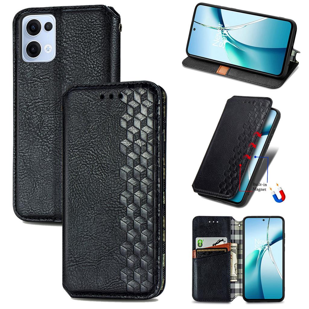 Для Oppo Reno13 5G (Глобальный) Чехол Кошелек из ПУ кожи с ромбовидным тиснением для телефона