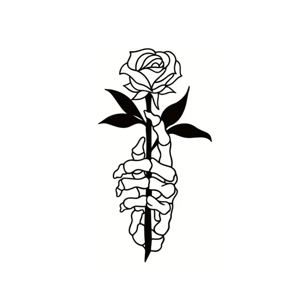Metal Skeleton Hand Holding Flower Art Wall Decoration Metal Wall Art Decor For Bedroom Living Room Bathroom Bar Decor
