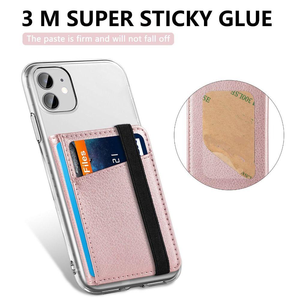 Leather Protective Sleeve Bracket Adhesive Back Sticker Phone Card Slot Mobile Phone Card Bag