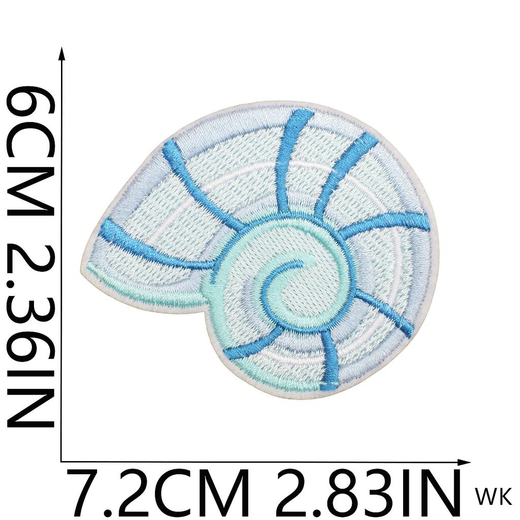 2025 New Patches 10 Pcs Blue Seashell Crab Embroidered Patches Iron On Clothing Hat Bag Shoe Repair Phone Gift Box Decor DIY