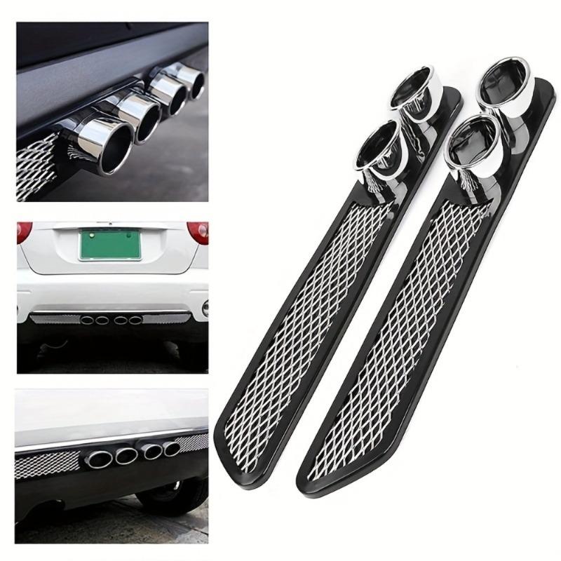 2pcs Car Decorative Exhaust Vents, Easy Stick-On Installation, No Drilling Required - Enhances Rear Bumper Aerodynamics