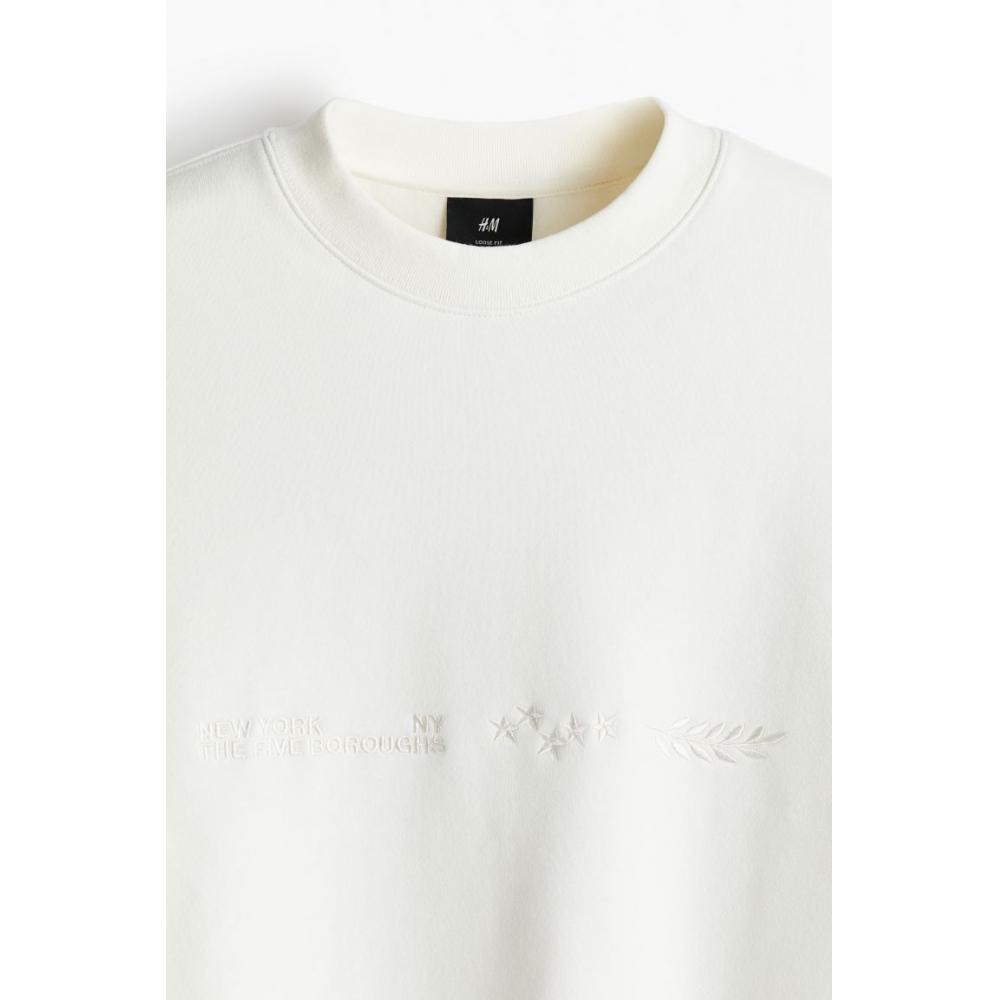 Толстовки HM Loose Fit Print, белая, Нью-Йорк