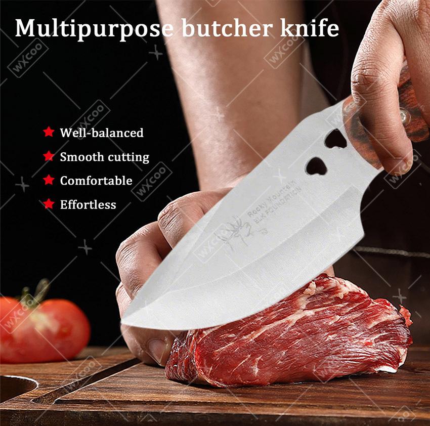 WXCOO 1PCS Kitchen Forged Knife Meat Cutting Knife Stainless Steel Butcher BBQ Knife Bottle Opener Knife Kitchen Accessories