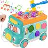 Montessori Toys for Toddlers Musical Toy for Baby Bus Toy with Gear Matching Game Whack-a-Mole Clock Learning Toys Birthday Gift