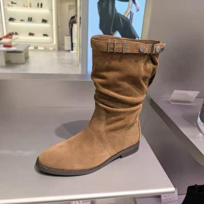 Версия из коровьей кожи~ Пасторальные ретро ковбойские ботинки в стиле дикой природы, осенне-зимняя атмосфера, коричневые универсальные плоские плиссированные ботинки-чулки