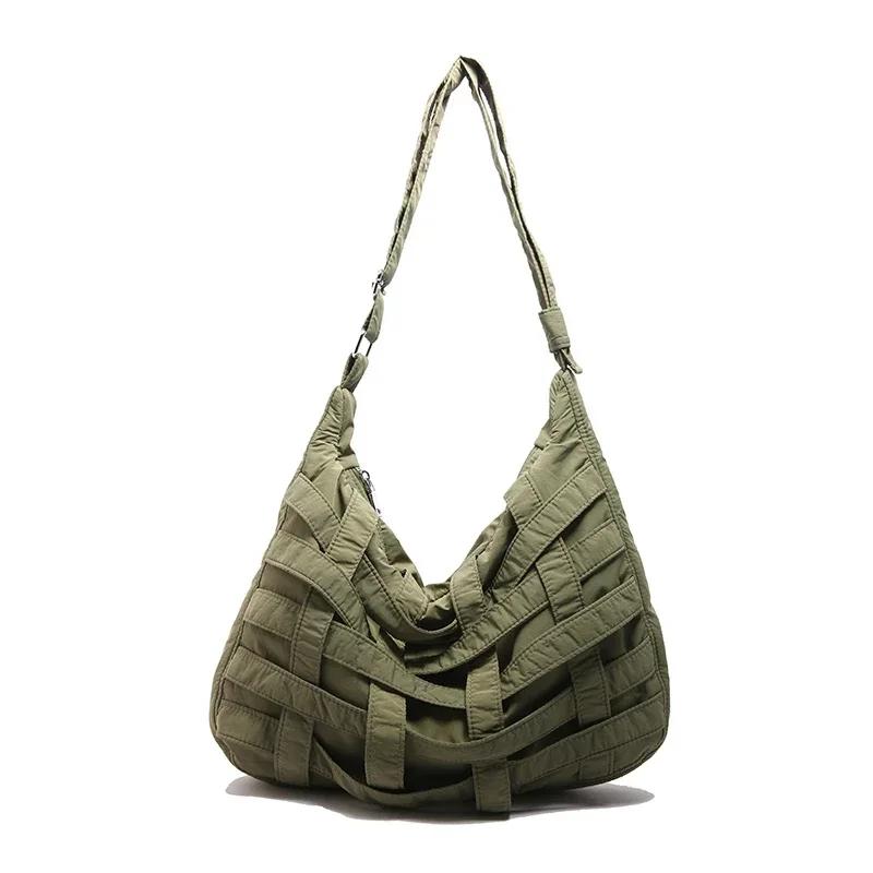 Сумка через плечо с индивидуальным нишевым дизайном, объемная сумка из полой ткани, большая вместимость для хранения вещей в дороге